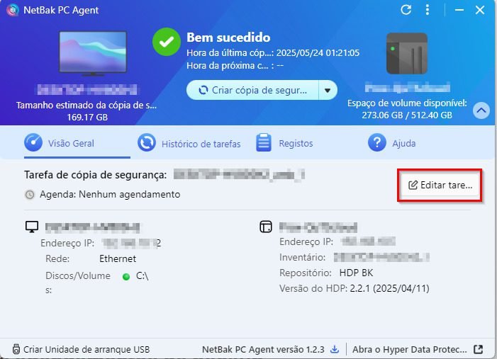 Editar tarefa de backup no Netbak PC Agent Editar tarefa de backup no Netbak PC Agent